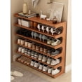 thumbnail image 1 of Qiyester Bamboo Standing Shoe Rack, 6-Tier Multifunctional Shoe Display Rack, Wooden Stackable Shoe Cabinet, Suitable for Entryways, Hallways, Bedrooms, and Wardrobes, Brown, 1 of 10