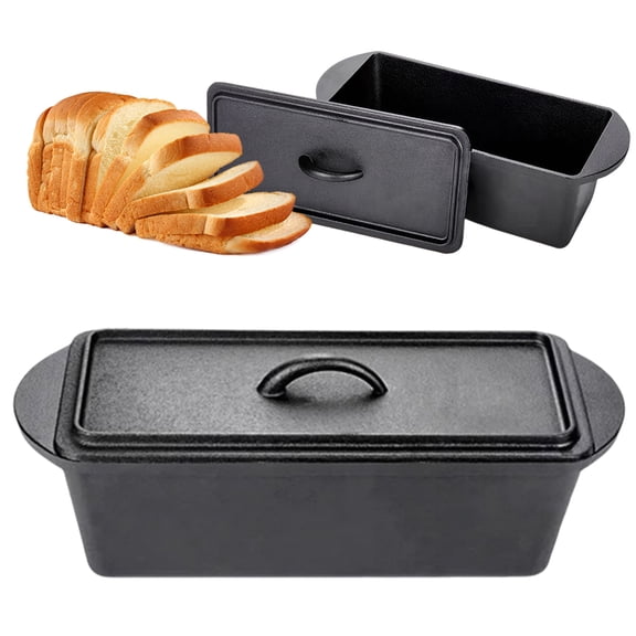 Qiyester Bread Pans Cast Iron Loaf Mold with Lid Handles Lame for Sourdough Homemade Baking Bread