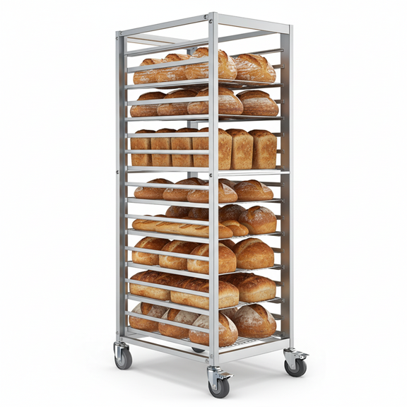Qiyester Bun Pan Rack 18-Tier Commercial Bakery Cooling Racks with Brake Wheels Aluminum Racking Trolley Storage for Kitchen Home, Bread Baking Equipment