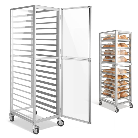 Qiyester Bun Pan Racks 18 Tier Portable Aluminum Bakery Carts with Wheels for Home Kitchen, Restaurant