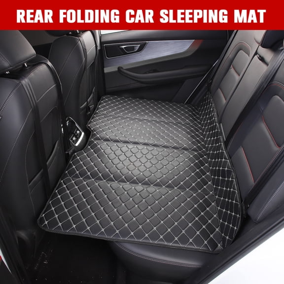 Qiyester Car Bed Backseat with Elastic Straps Non-Inflatable Foldable Portable Rear Mattress Travel Camping Sleep Gear