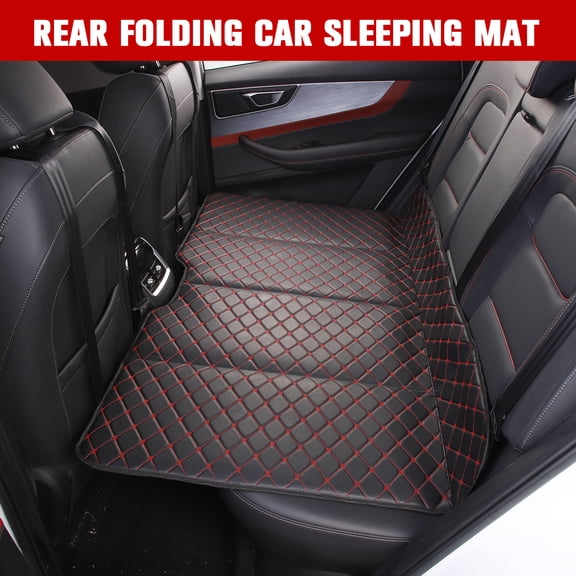 Qiyester Car Rear Mattress Non Inflatable Foldable Portable Bed Backseat Travel Camping Sleep Gear with Elastic Straps