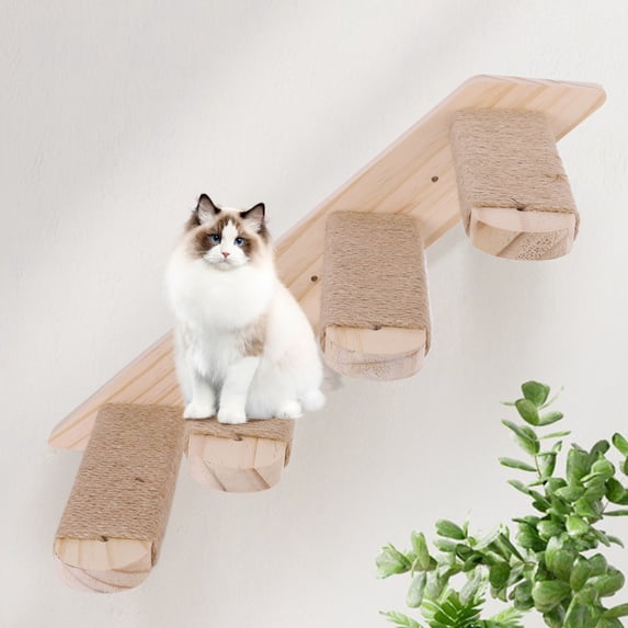Qiyester Cat Climbing Shelf Wall Mounted Pet Ladder for Scratching, Kneading, Climbing