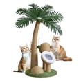 thumbnail image 1 of Qiyester Coconut Tree Cat Scratching Post with Hanging Ball - Natural Sisal Rope Cat Tree Indoor Wooden Interactive Cat Bed Suitable for Small to Medium-Sized Cats, 1 of 8