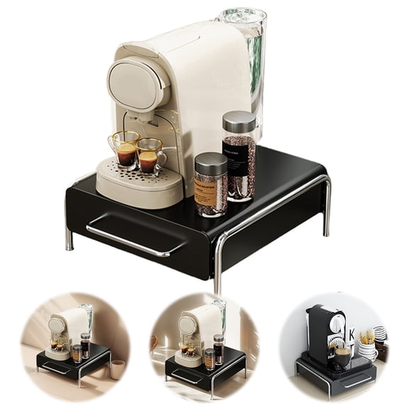 Qiyester Coffee Capsule Organizer - Bar Counter Coffee Machine Base Drawer Shelf Holds Up to 36 Coffee Capsules Suitable for Home Office Countertops, Black