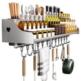 thumbnail image 1 of Msbyewd Hanging Spice Rack Wall Mount Kitchen Storage Shelf with 12-Hooks for Utensils Spatula Spoon, Seasoning Jar Organize, 1 of 9