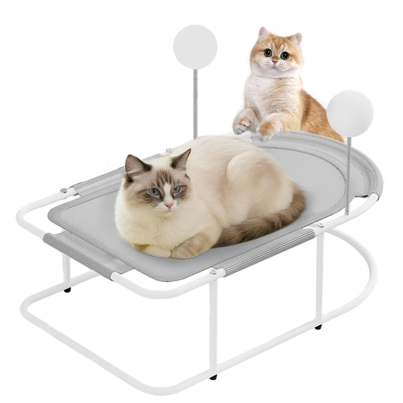 Qiyester Independent Elevated Cat Bed Summer Breathable Mesh Fabric Detachable Washable Cat Bed Off-the-Ground Moisture-Proof, Suitable for Pets, Grey