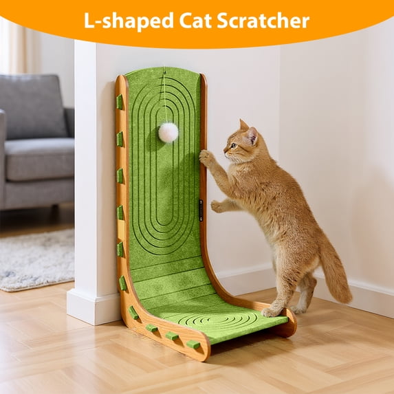 Qiyester L-Shaped Cat Scratching Board Pet Scratcher Large Lounge Vertical & Horizontal Scratching Post Furniture Protector (Model 2)