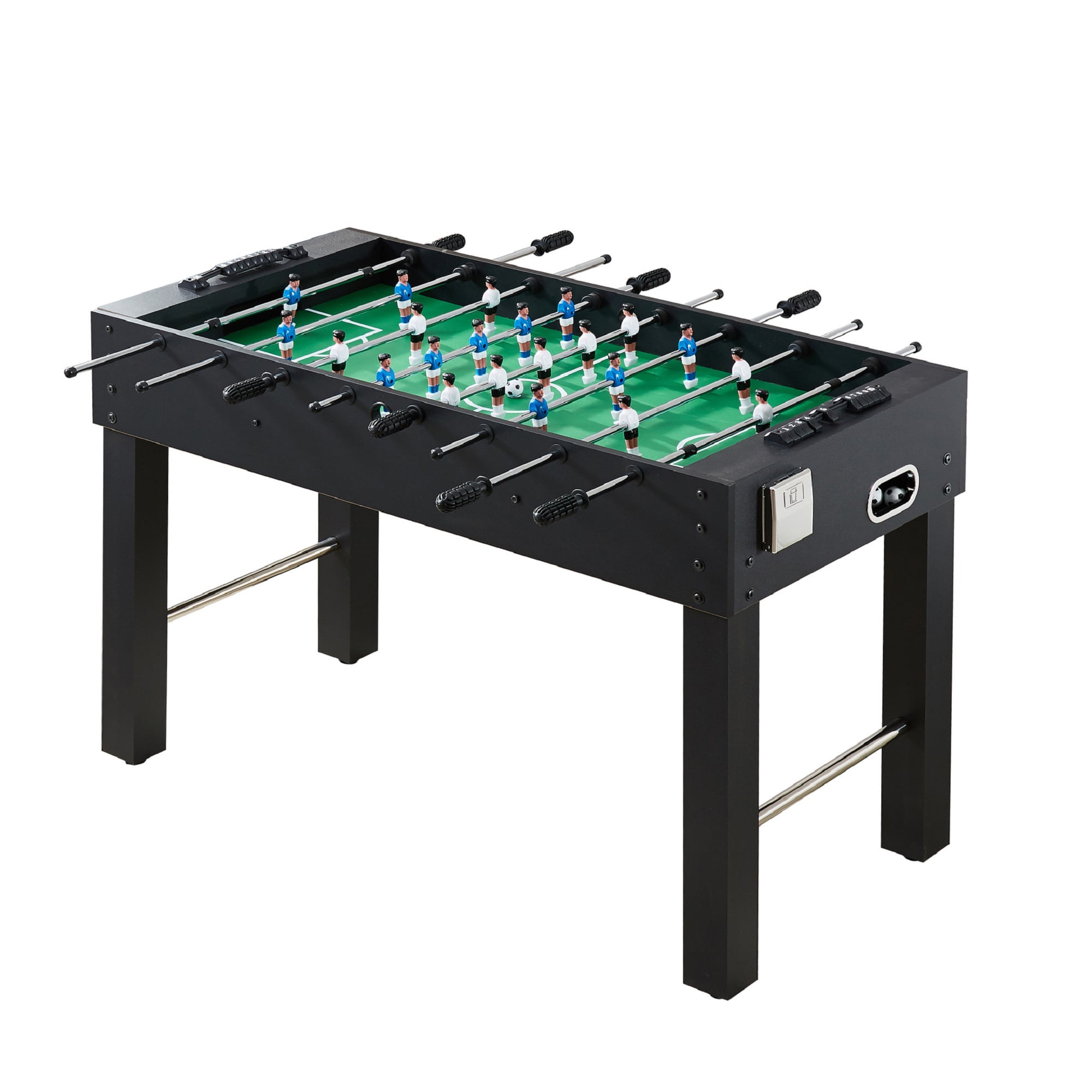 Qiyester Large Fun Soccer Table, Black Wood Grain, 8-Pocket, Suitable for Friends and Family to Play Together