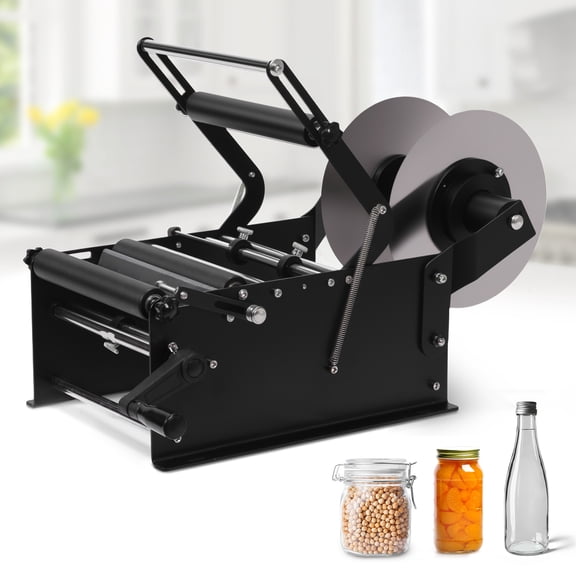 Qiyester Manual Labeling Machine, Adjustable Manual Round Labeling Machine 15-30 Bottles/Minute, Suitable for Bottles with a Diameter of 0.78-4.72 In