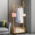 thumbnail image 1 of Qiyester Modern Gold Coat Rack Upgraded Thickened Cactus Clothes Rack with Storage Basket, Movable Coat Rack Suitable for Bedroom, 1 of 9