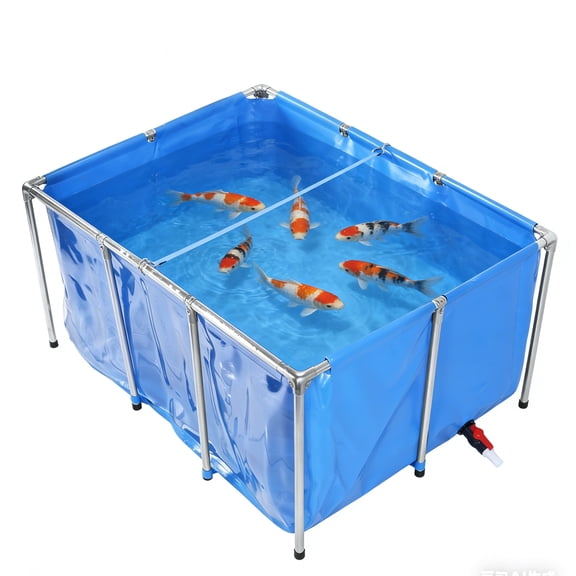 Qiyester Rectangular Fish Pond, Large Backyard Turtle Pond, Koi Temporary Holding Pond with One-Sided Transparent Observation Window, Suitable for Fish Farming and Garden Display (B)