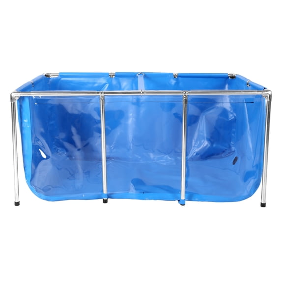 Qiyester Rectangular Goldfish Tank with Frame & Drain Valve Above Ground Fish Tank Clear Viewing Panel for Fish Breeding & Garden Display