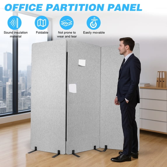 Privacy Partition Qiyester Room Divider 3-Panel Folding Privacy Screens Freestanding Room ...