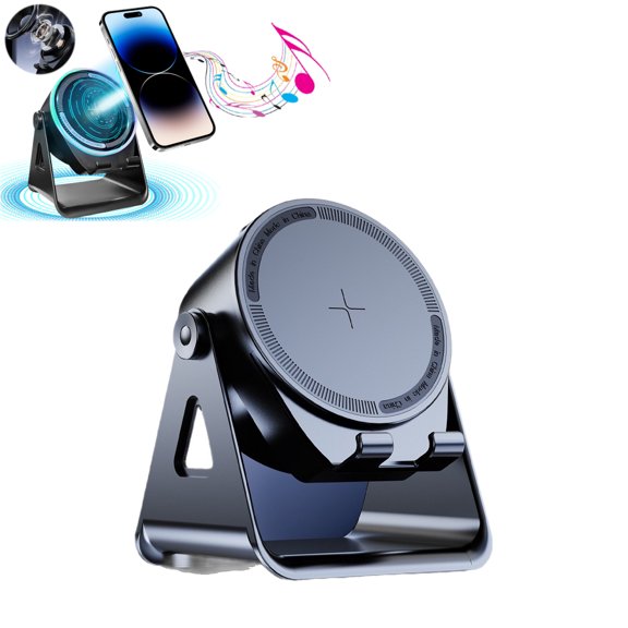 Qiyester Wireless Induction Speaker Portable 3-in-1 Audio Amplifier with RGB Lights 360° Sound Field System