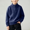 thumbnail image 1 of Qiyinn Boys' Fashion Solid Color Knitted Half Zipper Shoulder Insert Long Sleeve Sweater Half High Collar Top | Kids Boys Girls Casual Top Daily Wear School Comfortable Outfit, 1 of 9