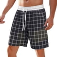 thumbnail image 1 of Qiyinn Men Summer Quick Dry Shorts Elastic Waist Drawstring Plaid Pattern Straight Leg Mid Length Casual Beach Vacation Sportswear for Young Adults, 1 of 8