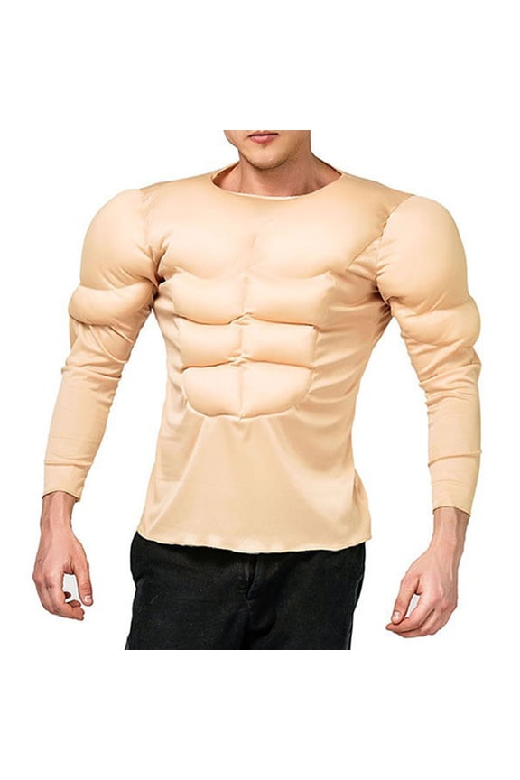 Halloween Men's Muscle Suit, Muscle Shirt, Funny Adult Costumes, Body Builder Costume for Roleplay