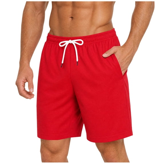 Qiyinn Men Cotton Sweat Shorts Men Cotton Workout Short with Pockets