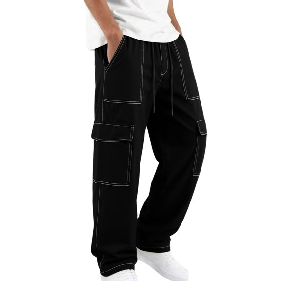Qiyinn Men's Cargo Pants | Multi-Pocket Straight Leg Trousers for Outdoor Work, Hiking, Casual Daily Wear