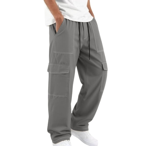 Qiyinn Men's Cargo Pants | Multi-Pocket Straight Leg Trousers for Outdoor Work, Hiking, Casual Daily Wear