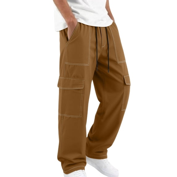Qiyinn Men's Cargo Pants | Multi-Pocket Straight Leg Trousers for Outdoor Work, Hiking, Casual Daily Wear