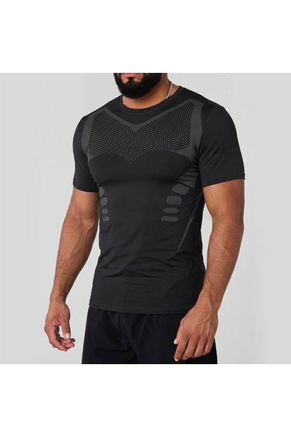 Men's Compression Shirt Short Sleeve Breathable Functional Fitness Compression T-Shirts Running