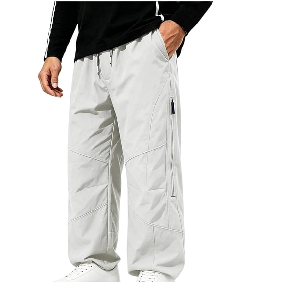 Qiyinn Men's Outdoor Sports Hiking Pants Water Resistant Solid Color Straight Leg Elastic Waist for Climbing Camping Travel