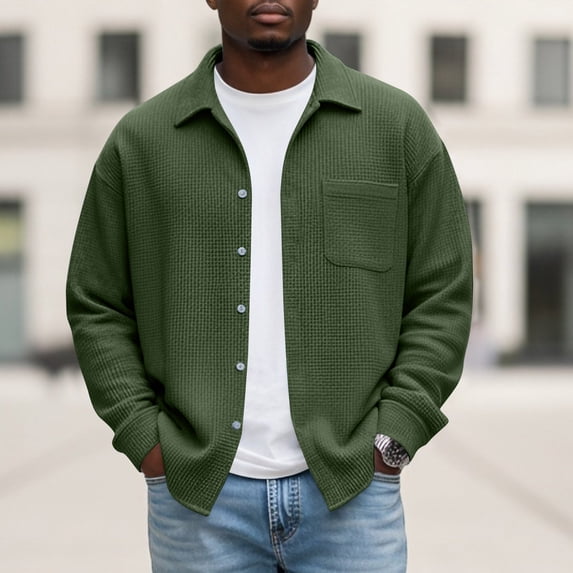 Qiyinn Men's Shirt Jacket Casual Long Sleeve Button Down Shirts Lightweight Shacket Overshirts with Pockets