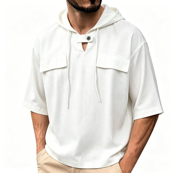 Qiyinn Men's Short-sleeve Hooded Sweatshirt