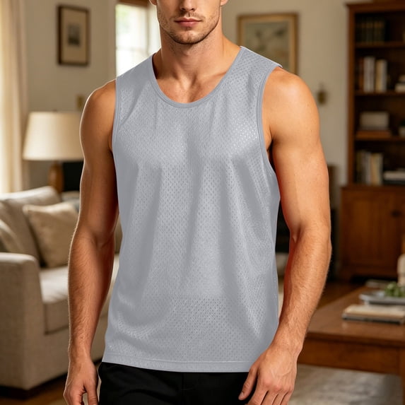 Qiyinn Men's Sleeveless Vest Tank Top | Casual Solid Color Muscle Vest for Gym, Summer Layering