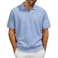 thumbnail image 1 of Qiyinn Men's Solid Color Short Sleeve Turn-Down Collar Casual Business Top T-Shirt, 1 of 6