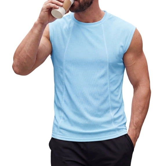 Qiyinn Men's Workout Tank Tops UPF 50+ Swim Shirts Quick Dry Running Sleeveless UV Protection Muscle Tees