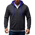 thumbnail image 1 of Qiyinn Men's Zip Up Hoodie Lightweight Baseball Raglan Hooded Sweatshirt, 1 of 6