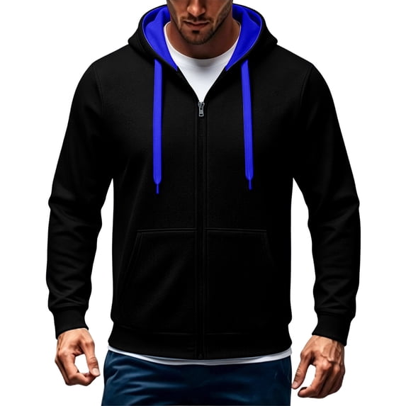 Qiyinn Men's Zip Up Hoodie Lightweight Baseball Raglan Hooded Sweatshirt