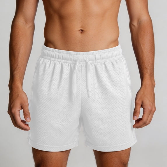 Qiyinn Mens Basic Mesh Shorts with Pockets Basketball Gym Workout Plain Uniform PE Shorts
