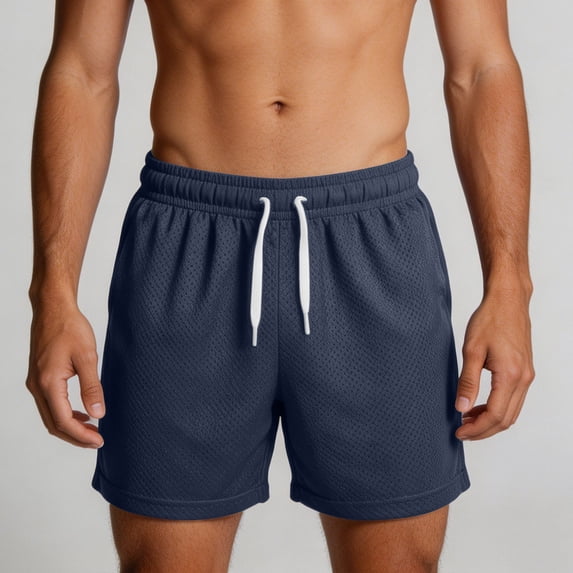 Qiyinn Mens Basic Mesh Shorts with Pockets Basketball Gym Workout Plain Uniform PE Shorts