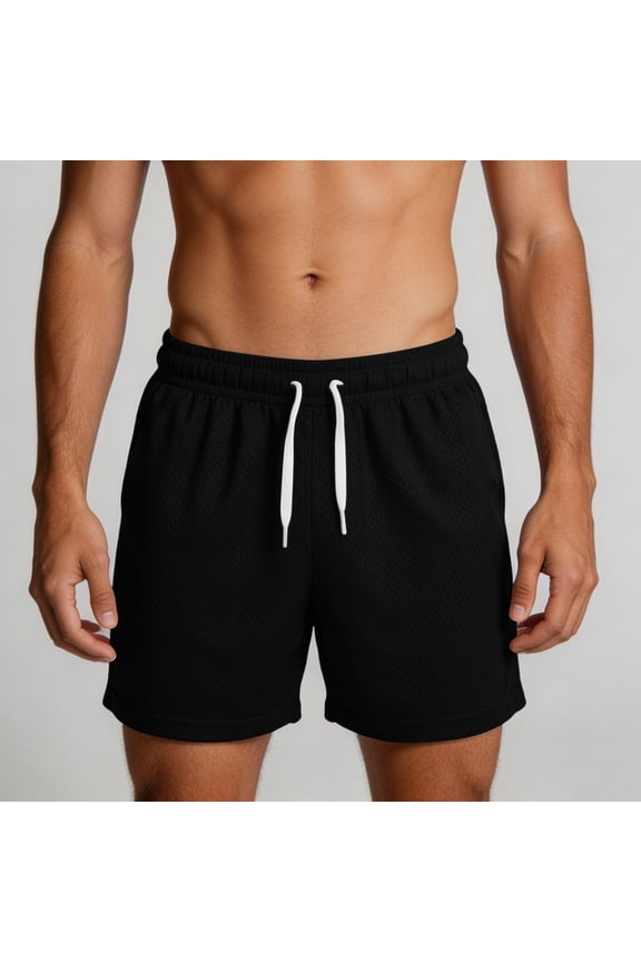 Mens Basic Mesh Shorts with Pockets Basketball Gym Workout Plain Uniform PE Shorts