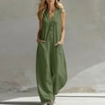 thumbnail image 1 of Qiyinn Women's Light Blue V-Neck Wide-Leg Jumpsuit Batwing Sleeve Ruched Waist Maxi Jumpsuit, 1 of 6