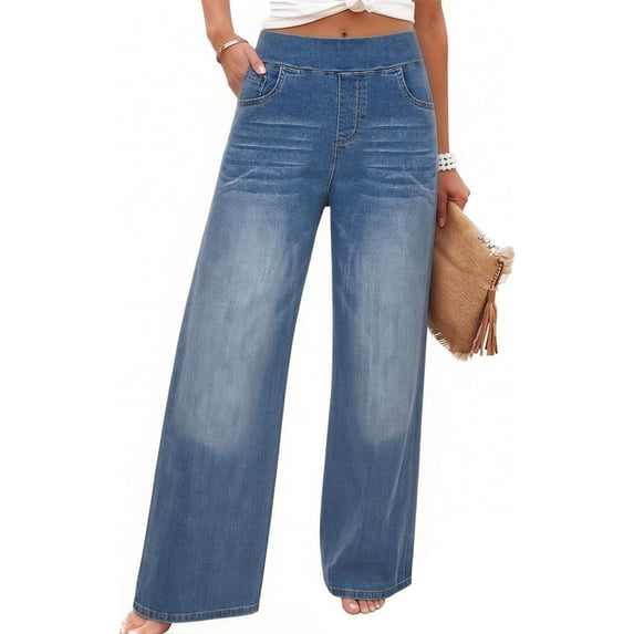 Qiyinn Women Barrel Jeans for Trendy High Waisted Wide Leg Baggy Cropped Relax Fit Stretch Denim Trouser Ankle Pants