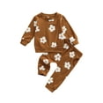thumbnail image 1 of Qiylii 2Pcs Baby Girl Floral Print Tracksuit, Long Sleeve T shirt Tops + Pants, 1 of 9