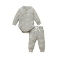 thumbnail image 1 of Qiylii 2Pcs Toddler Sun Pattern Outfits, Long Sleeve Romper + Pants, 1 of 9