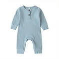 thumbnail image 1 of Qiylii Baby Boy Girl Button Romper One Piece Solid Color Knit Ribbed Jumpsuit, 1 of 1