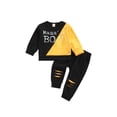 thumbnail image 1 of Qiylii Baby Boys 2Pcs Outfit Long Sleeve Letters Sweatshirt+Ripped Pants, 1 of 5