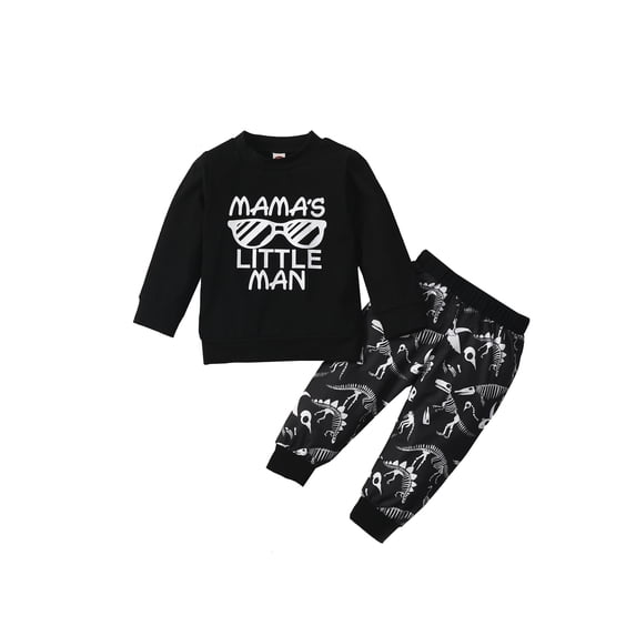 Qiylii Baby Boys Tracksuit, Letters Sweatshirt + Dinosaur Elastic Waist Pants
