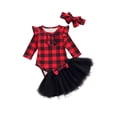 thumbnail image 1 of Qiylii Baby Christmas Outfit,Plaid O-Neck Long Sleeve Romper+Tutu Skirt+Headband, 1 of 8