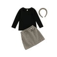 thumbnail image 1 of Qiylii Baby Girl Clothes Set Long Sleeve Tops Plaid Skirt Half Dress Headband, 1 of 8