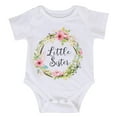 thumbnail image 1 of Qiylii Baby Girl Sister Clothes Short Sleeve Letter Flower Print Romper T-shirt, 1 of 5