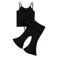 thumbnail image 1 of Qiylii Baby Girl Solid Color Outfit Strap Drawstring Camisole+ Flared Pants, 1 of 7