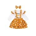 thumbnail image 1 of Qiylii Baby Girl’s Clothes Set Letter Romper+Daisy Suspender Skirt + Headband, 1 of 8